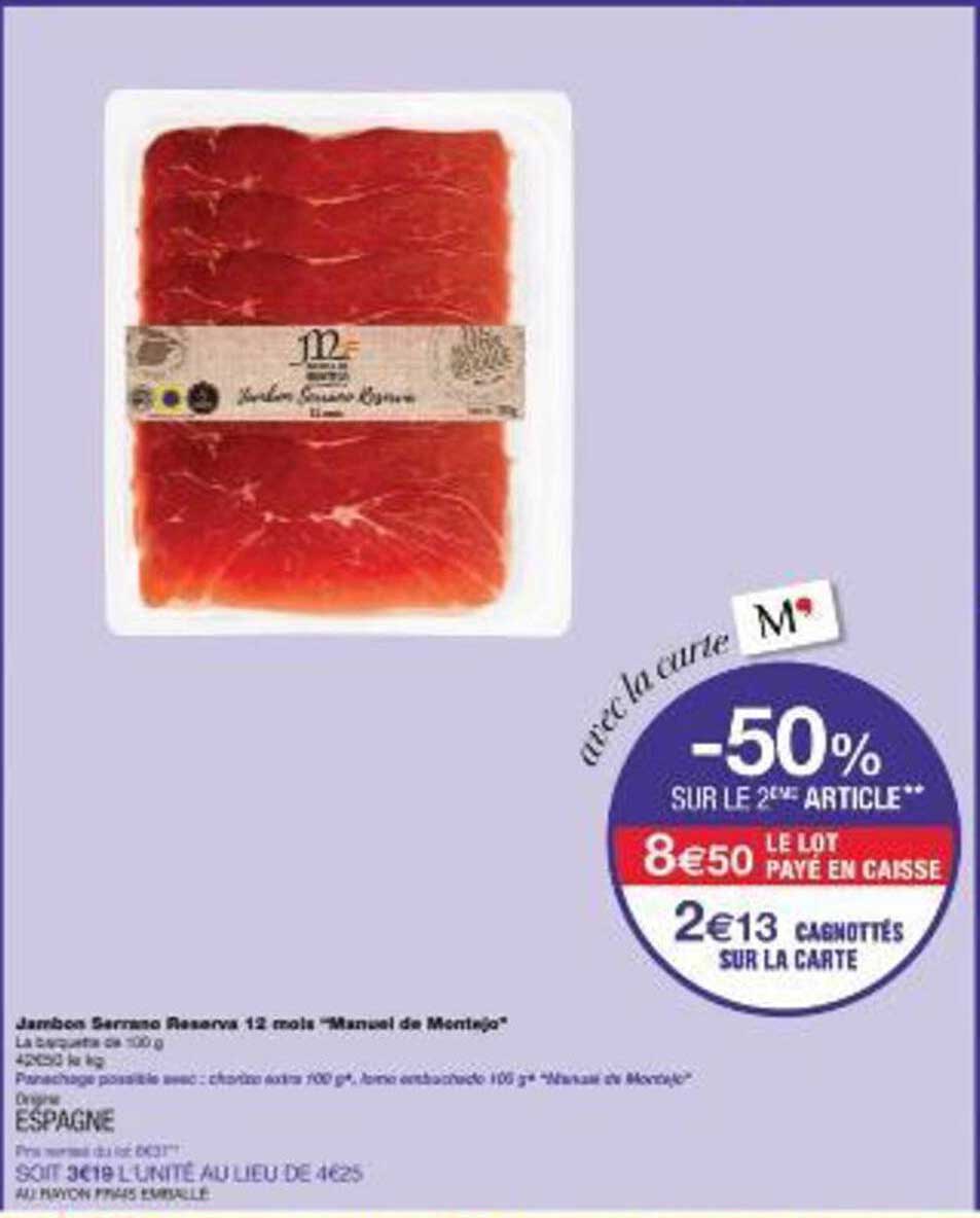 Jambon Serrano Reserva 12 mois "Manuel de Montejo"