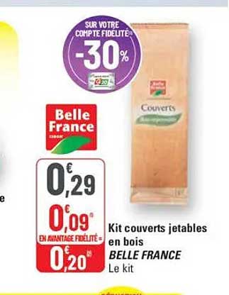 Kit couverts jetables en bois BELLE FRANCE