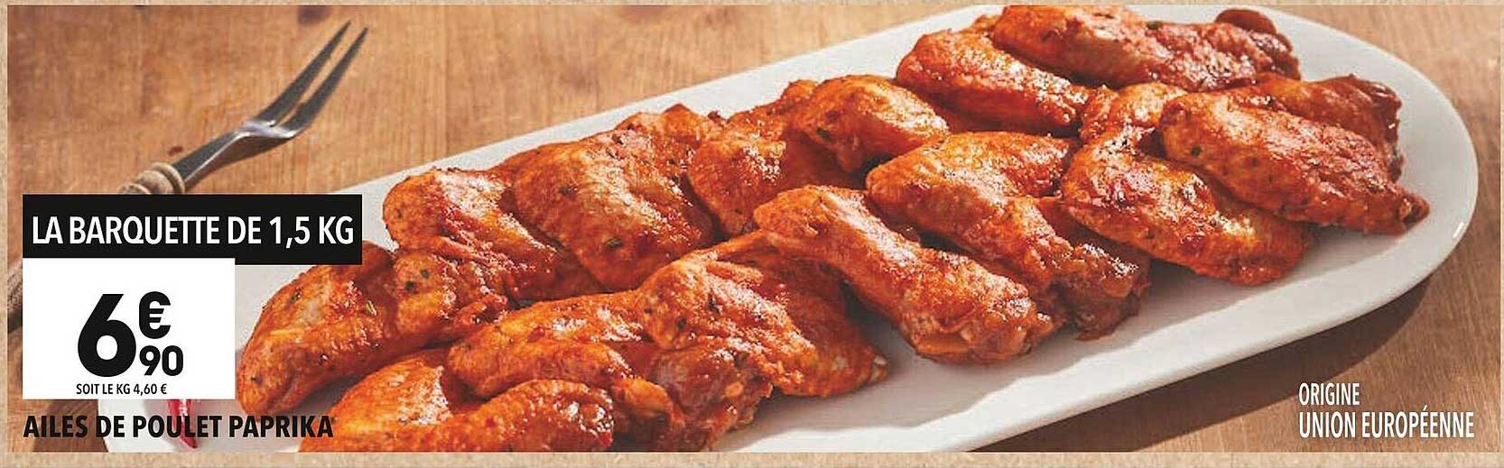 LA BARQUETTE DE 1,5 KG AILES DE POULET PAPRIKA