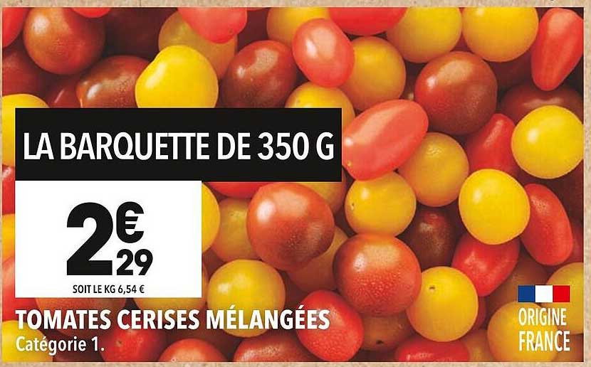 LA BARQUETTE DE 350 G TOMATES CERISES MÉLANGÉES