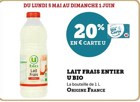LAIT FRAIS ENTIERS U BIO