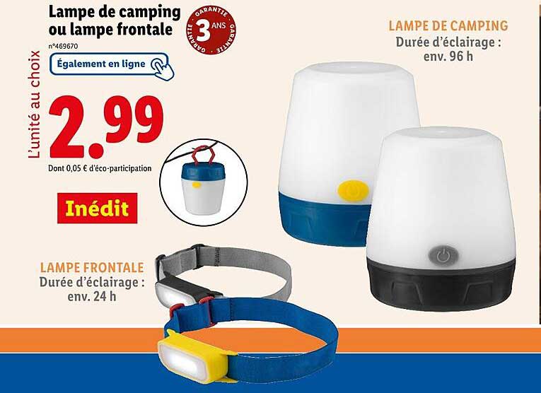 Lampe de camping ou lampe frontale