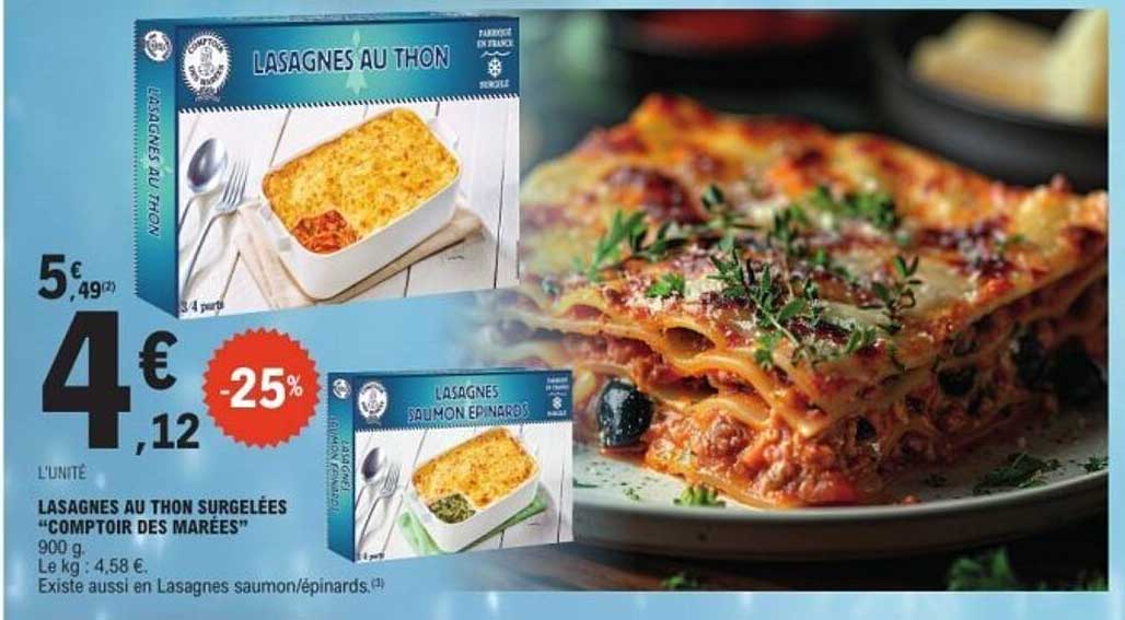 LASAGNES AU THON SURGELÉES “COMPTOIR DES MARÉES”