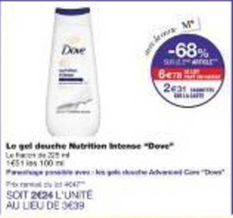 Le gel douche Nutrition Intense "Dove"