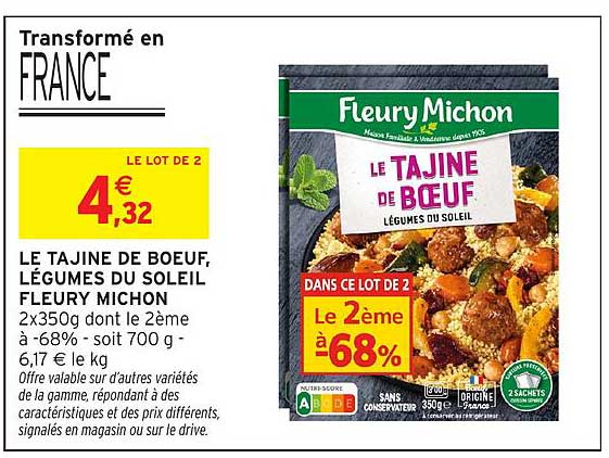LE TAJINE DE BŒUF, LÉGUMES DU SOLEIL FLEURY MICHON