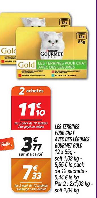 LES TERRINES POUR CHAT AVEC DES LÉGUMES GOURMET GOLD