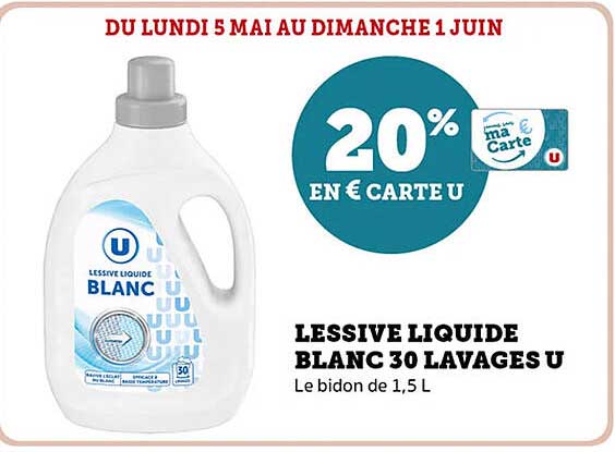 LESSIVE LIQUIDE BLANC 30 LAVAGES U
