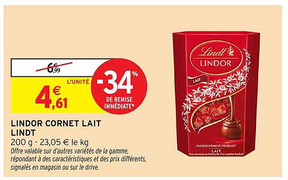 LINDOR CORNET LAIT LINDT