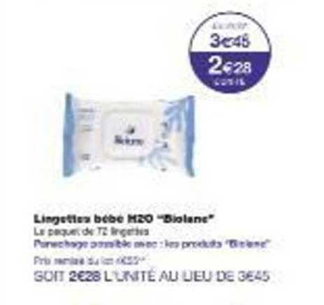 Lingettes bébé H2O "Biolane"