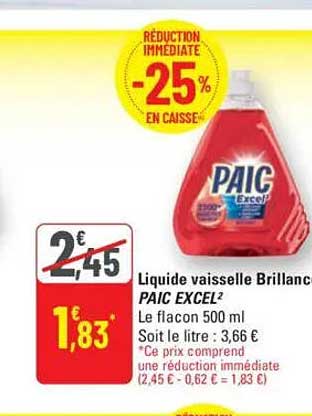 Liquide vaisselle Brillant PAIC EXCEL