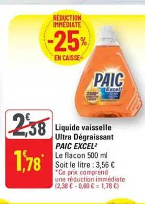 Liquide vaisselle Ultra Dégraissant PAIC EXCEL²