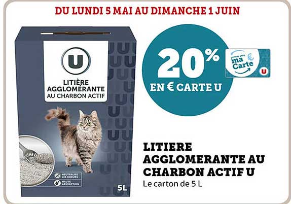 LITIERE AGGLOMERANTE AU CHARBON ACTIF U