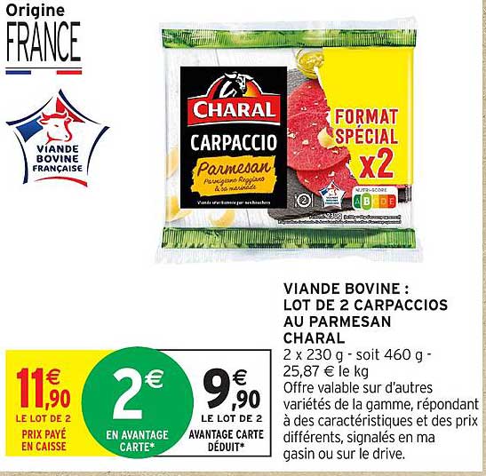 LOT DE 2 CARPACCIOS AU PARMESAN CHARAL