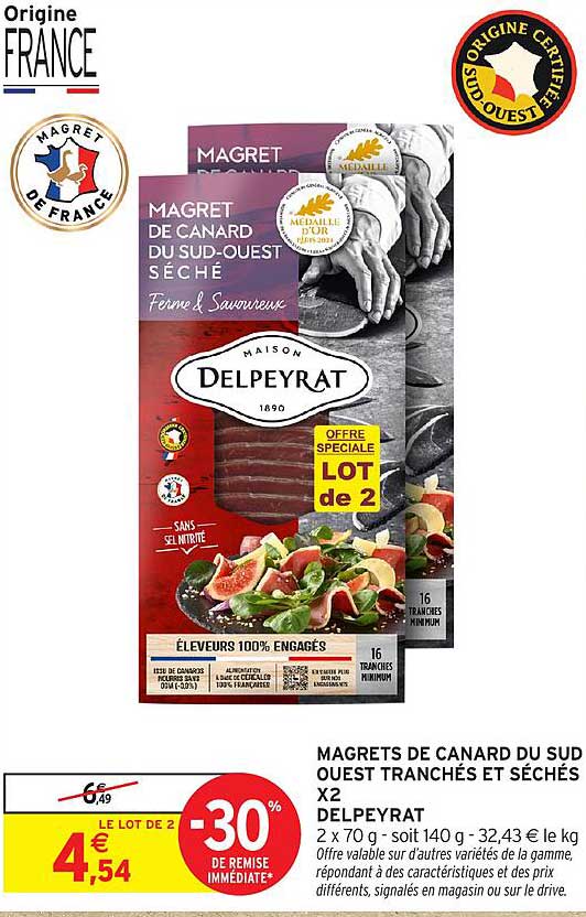 MAGRETS DE CANARD DU SUD OUEST TRANCHÉS ET SÉCHÉS X2