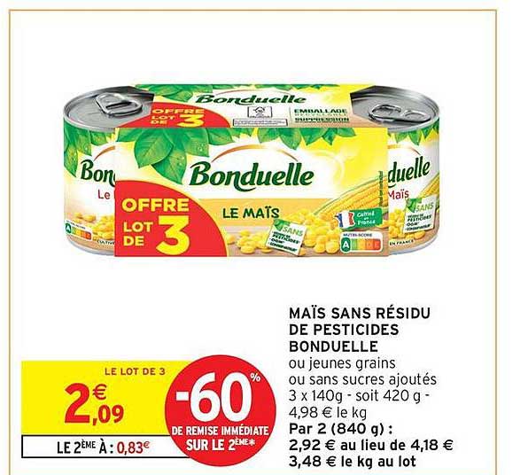 MAÏS SANS RÉSIDU DE PESTICIDES BONDUELLE