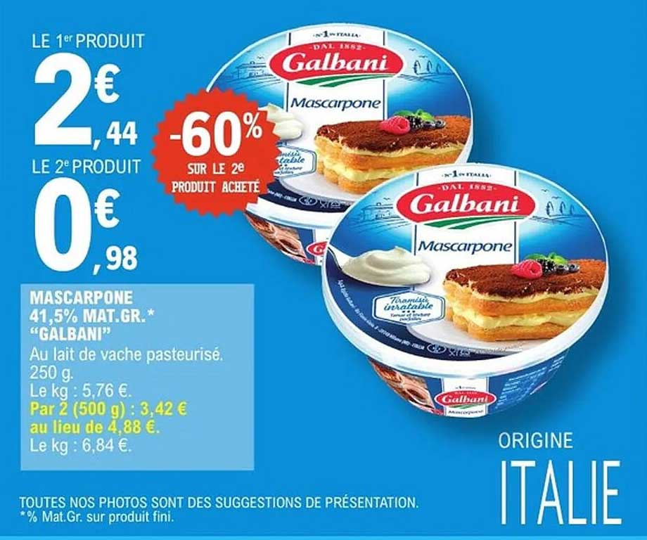 Mascarpone Galbani -60% sur le 2ème produit acheté