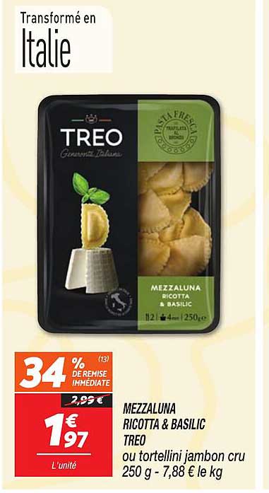 MEZZALUNA RICOTTA & BASILIC TREO