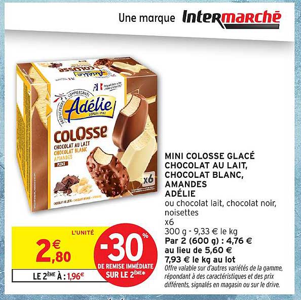 MINI COLOSSE GLACÉ CHOCOLAT AU LAIT, CHOCOLAT BLANC, AMANDES