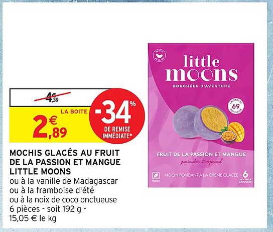 MOCHIS GLACÉS AU FRUIT DE LA PASSION ET MANGUE LITTLE MOONS