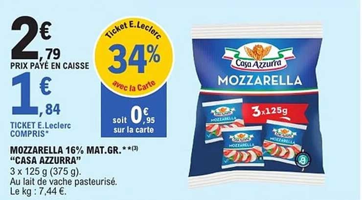 MOZZARELLA 16% MAT.GR. CASA AZZURRA