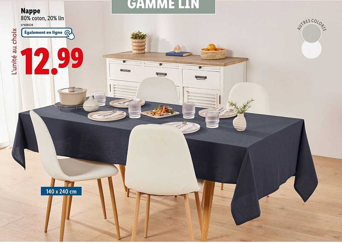 Nappe 80% coton, 20% lin