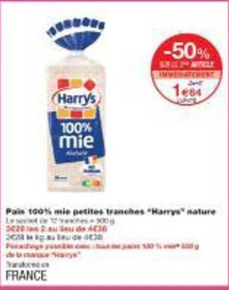 Pain 100% mie petites tranches "Harrys" nature