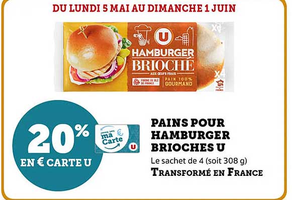 PAINS POUR HAMBURGER BRIOCHE U