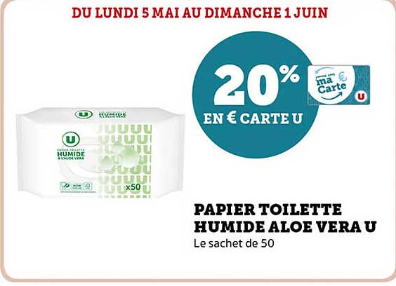 PAPIER TOILETTE HUMIDE ALOE VERA U