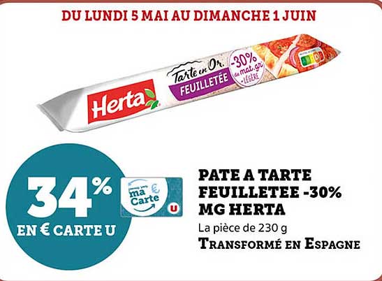 PATÉ À TARTE FEUILLETÉE - 30% MG HERTA