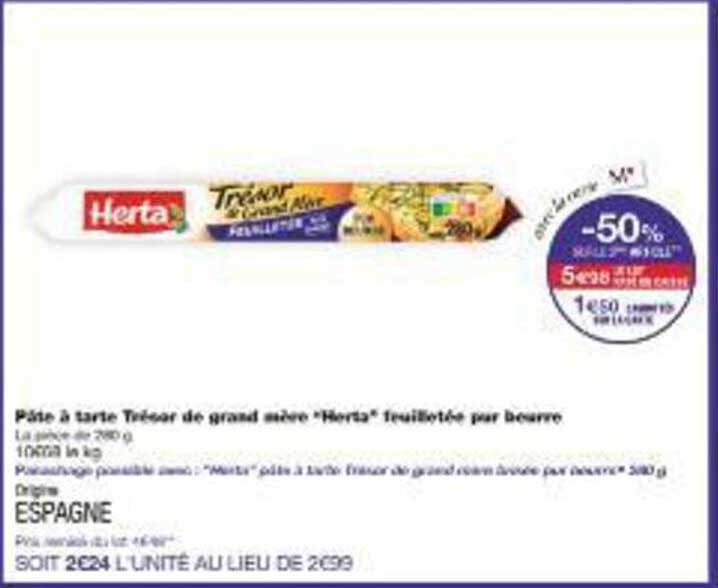 Pâte à tarte Trésor de grand-mère "Herta" feuilletée par beurre