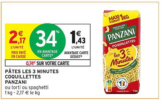 PÂTES LES 3 MINUTES COQUILLETTES PANZANI