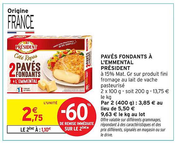 PAVÉS FONDANTS À L'EMMENTAL PRÉSIDENT