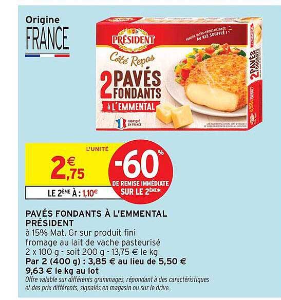 PAVÉS FONDANTS À L'EMMENTAL PRÉSIDENT