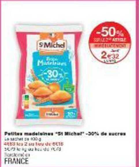 Petites madeleines "St Michel" -30% de sucres