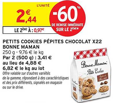 PETITS COOKIES PÉPITES CHOCOLAT X22 BONNE MAMAN