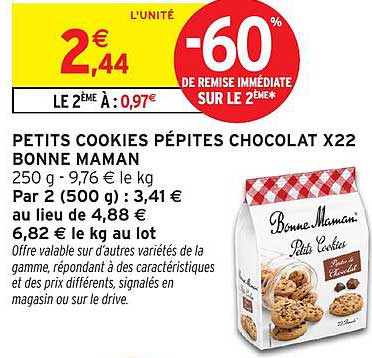 PETITS COOKIES PÉPITES CHOCOLAT X22 BONNE MAMAN
