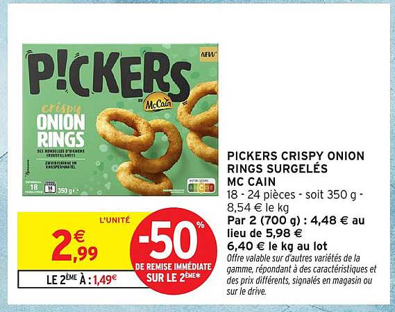 PICKERS CRISPY ONION RINGS SURGELÉS MC CAIN