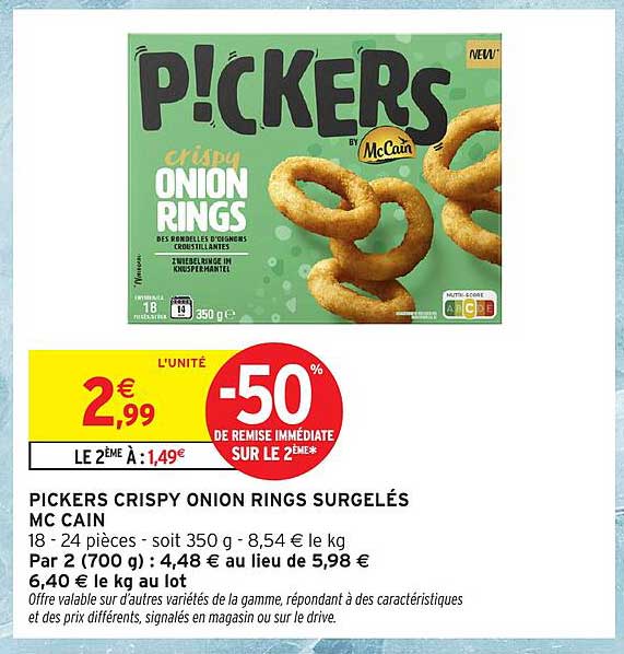 PICKERS CRISPY ONION RINGS SURGELÉS MC CAIN