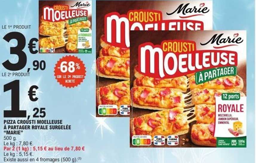 PIZZA CROUSTI MOELLEUSE À PARTAGER ROYALE SURGELÉE "MARIE"