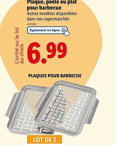 Plaque, poêle ou plat pour barbecue