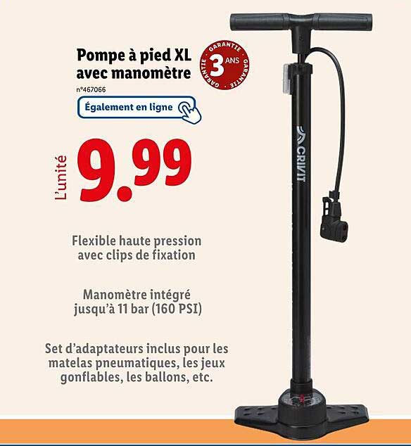 Pompe à pied XL avec manomètre