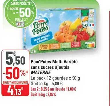 Pom'Potes Multi Variété sans sucres ajoutés MATERNE