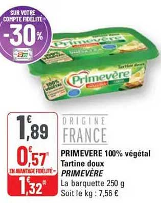 PRIMEVERE 100% végétal Tartine doux