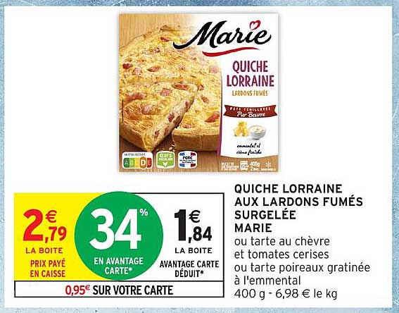 QUICHE LORRAINE AUX LARDONS FUMÉS SURGELÉE
