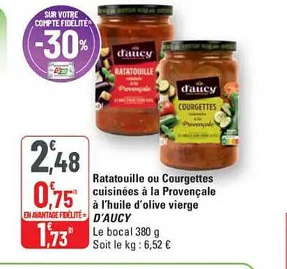 Ratatouille ou Courgettes cuisinées à la Provençale à l'huile d'olive vierge D'AUCY