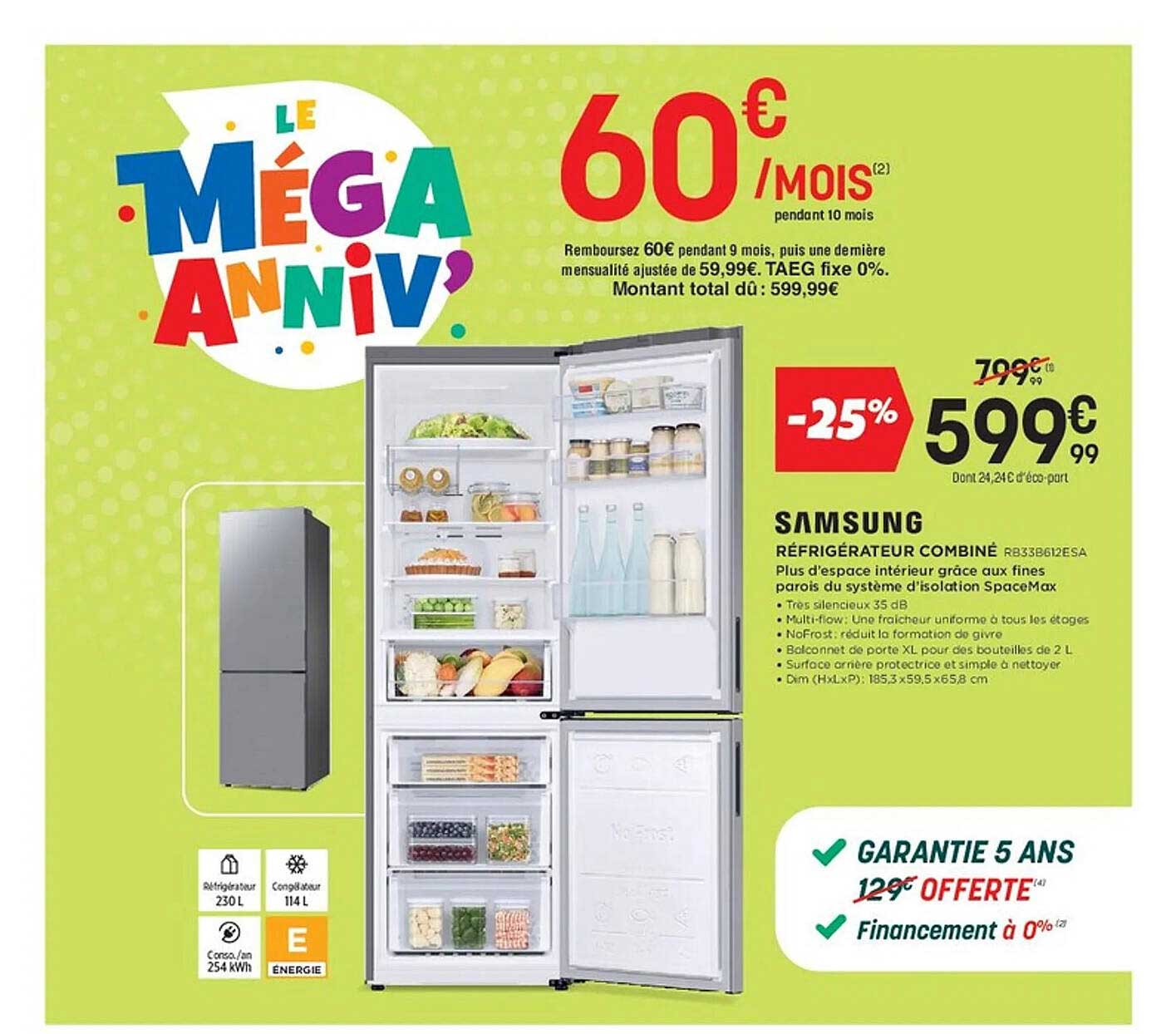 Réfrigérateur Combiné Samsung RB33B6212ESA - 25% de réduction!