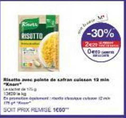 Risotto avec pointe de safran cuisson 12 min "Knorr"