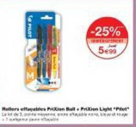 Rollers effaçables PriXion Ball + PriXion Light "Pilot"
