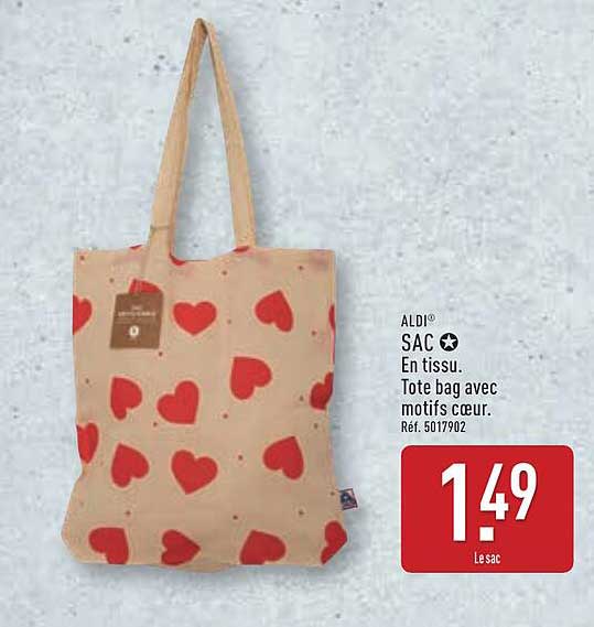 SAC En tissu - Tote bag avec motifs cœur.