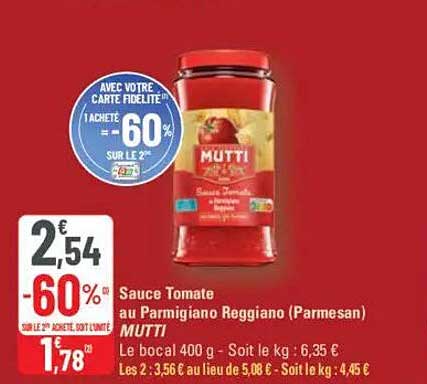 Sauce Tomate au Parmigiano Reggiano (Parmesan) MUTTI